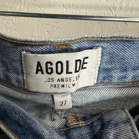 Agolde Womens Cotton Denim Button Up Cut Off Hem Parker Jean Shorts Blue 27 - Picture 2 of 11